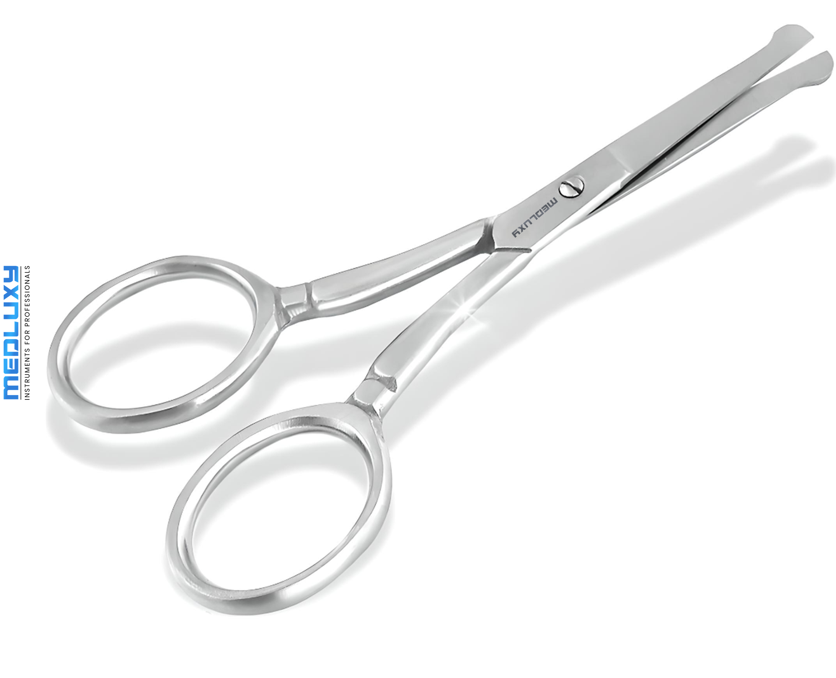 Medluxy - Gezichtshaar Schaar - Rechte Schaarbladen - Afgeronde Punt - Voor het bijwerken van Wenkbrauw, Snor, Baard, Oor- en Neushaar - 9 cm